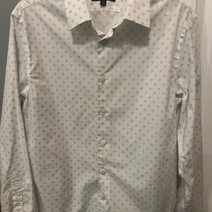 Banana Republic Men's White Patterned Shirt